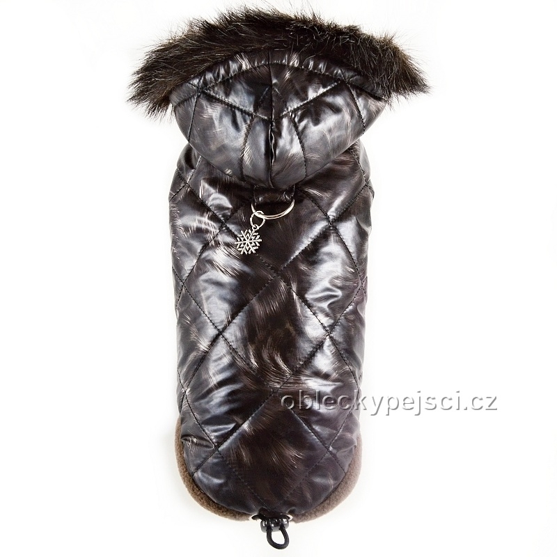 Zimní bunda pro psí holky Hnědá s kožešinkou